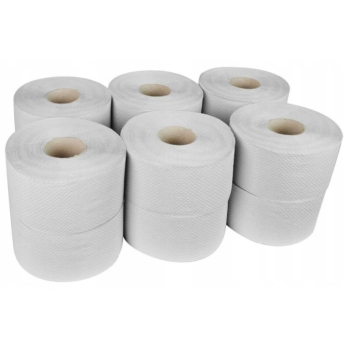 Papier toaletowy przemysłowy Jumbo Kaczory 130m I 1-warstwowy szary z makulatury, ekologiczny I 12 rolek